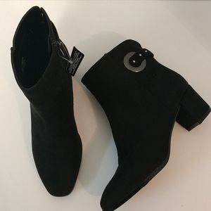 New Black Faux Suede East 5th Ankle Boots sz 7.5